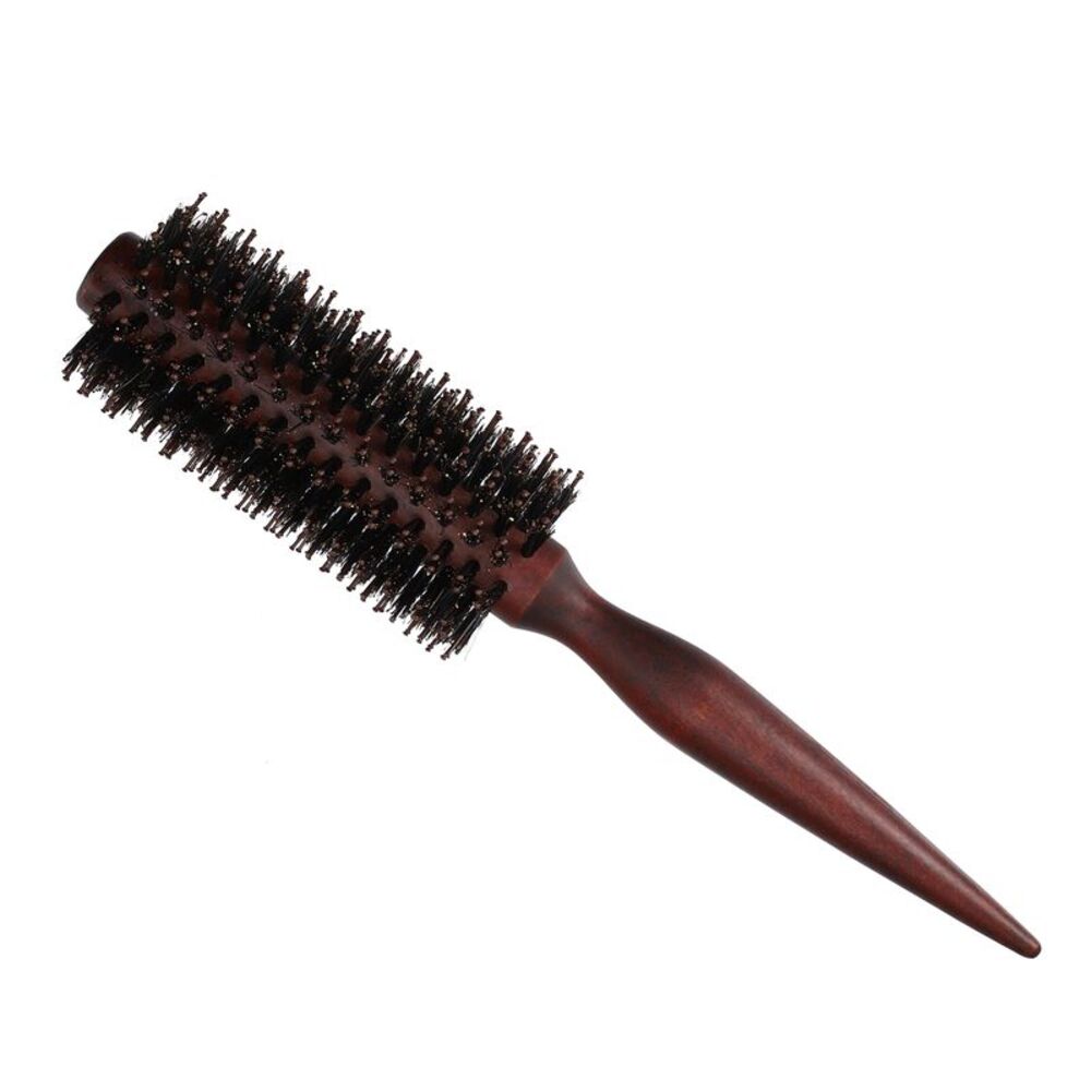 Straight Hair Round Brush Hairstyle Wavy Styling Tool Wood Brown 1.89"